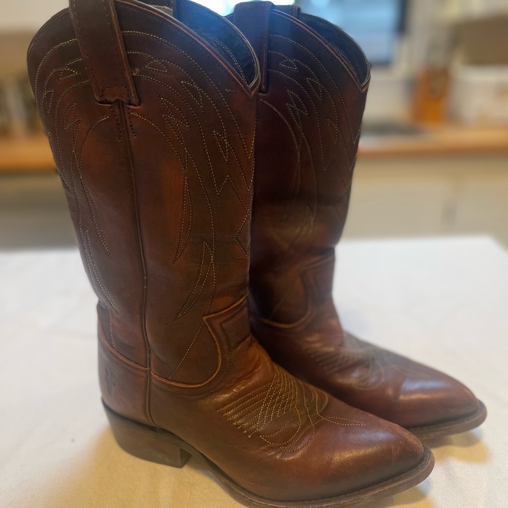 Frye Brown Leather Western Cowboy Boots